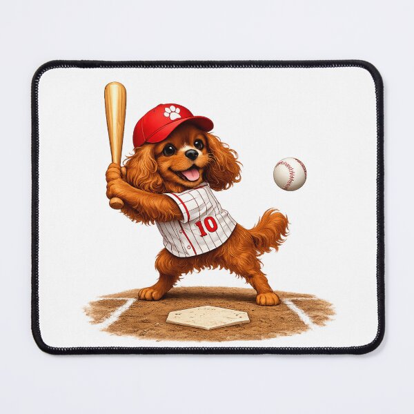 Item preview, Ruby Cavalier Playing Baseball designed and sold by SpottyRainbow.