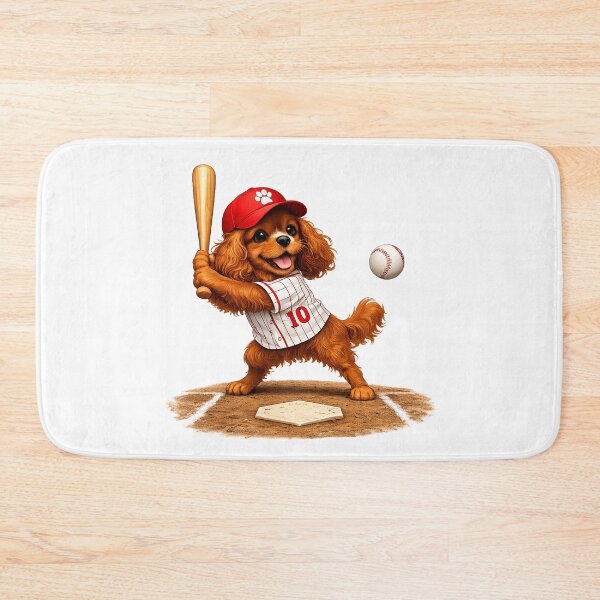 Item preview, Ruby Cavalier Playing Baseball designed and sold by SpottyRainbow.