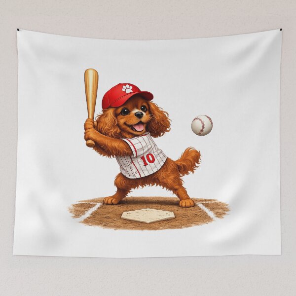 Item preview, Ruby Cavalier Playing Baseball designed and sold by SpottyRainbow.