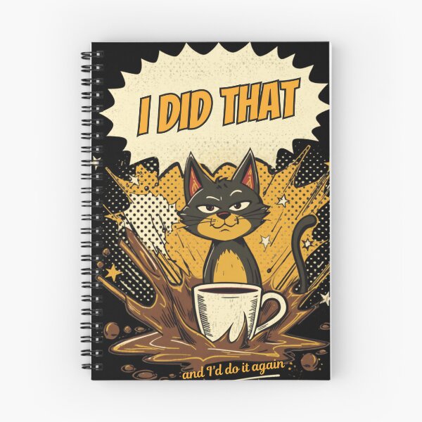Item preview, Another of I Did That Cat Comic Pop Art Retro Coffee Ironic Design on Black designed and sold by The Fine Print by BassAddict.