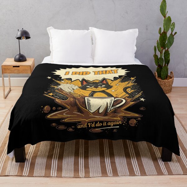 Item preview, Another of I Did That Cat Comic Pop Art Retro Coffee Ironic Design on Black designed and sold by The Fine Print by BassAddict.