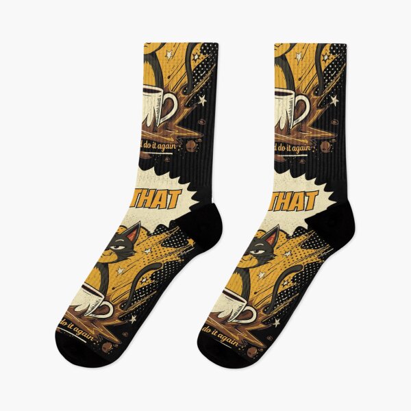Item preview, Another of I Did That Cat Comic Pop Art Retro Coffee Ironic Design on Black designed and sold by The Fine Print by BassAddict.