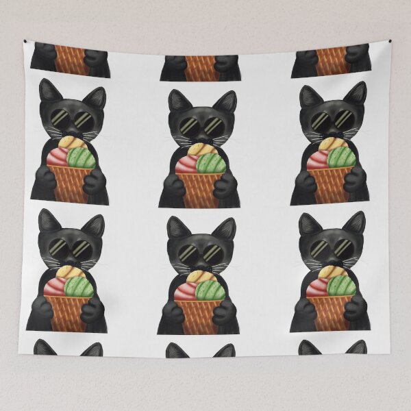 Item preview, The Midnight Café Familiars | Pastel Goth Dessertcore Black Cat Kawaii Art designed and sold by More Prussian Blue.