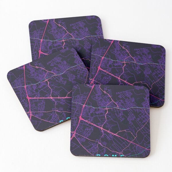 Item preview, Rome Neon Street Map Poster, Purple Blue City Map Wall Art designed and sold by LASTIQUE-dd.
