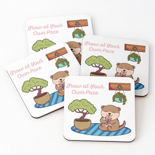 Item preview, Grow At Your Own Pace Cute Kawaii Otter Plant Parent designed and sold by Crystalsdrawing.