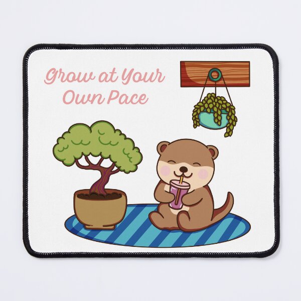 Item preview, Grow At Your Own Pace Cute Kawaii Otter Plant Parent designed and sold by Crystalsdrawing.