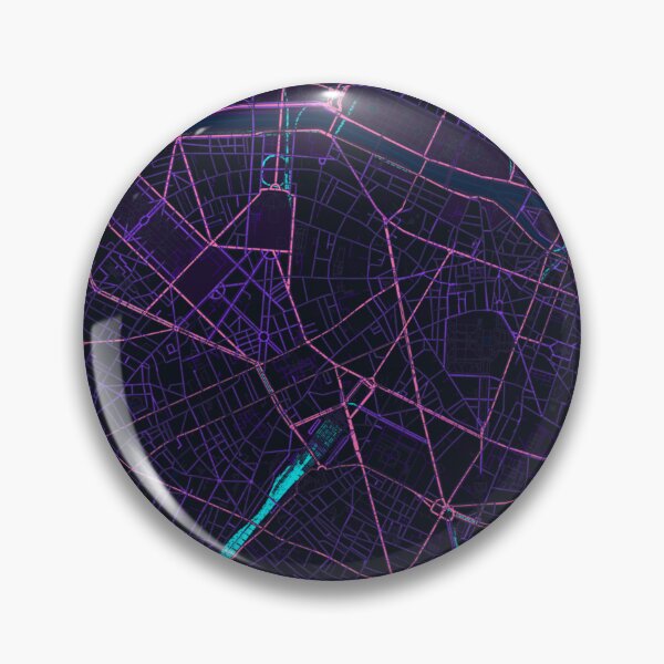 Item preview, Paris Neon Street Map Poster, Purple Blue City Map Wall Art designed and sold by LASTIQUE-dd.