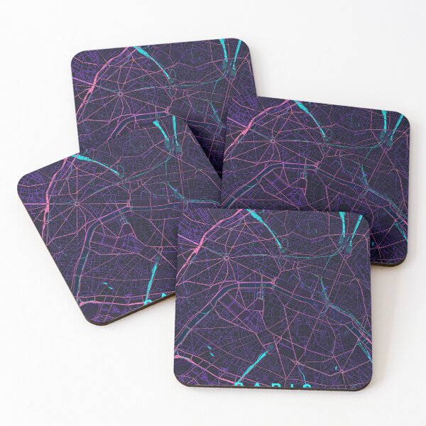 Item preview, Paris Neon Street Map Poster, Purple Blue City Map Wall Art designed and sold by LASTIQUE-dd.
