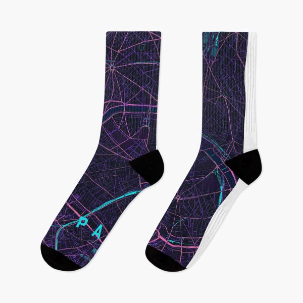 Item preview, Paris Neon Street Map Poster, Purple Blue City Map Wall Art designed and sold by LASTIQUE-dd.