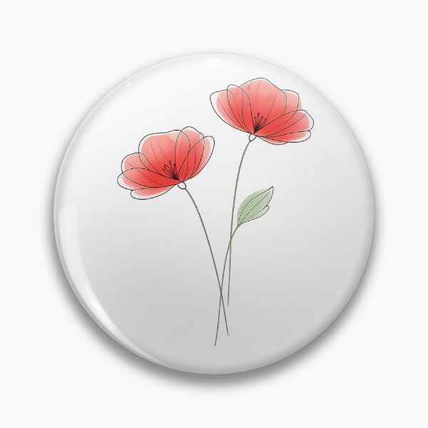 Item preview, soft red poppy with a leaf minimalist style line art  designed and sold by wallartofmio.
