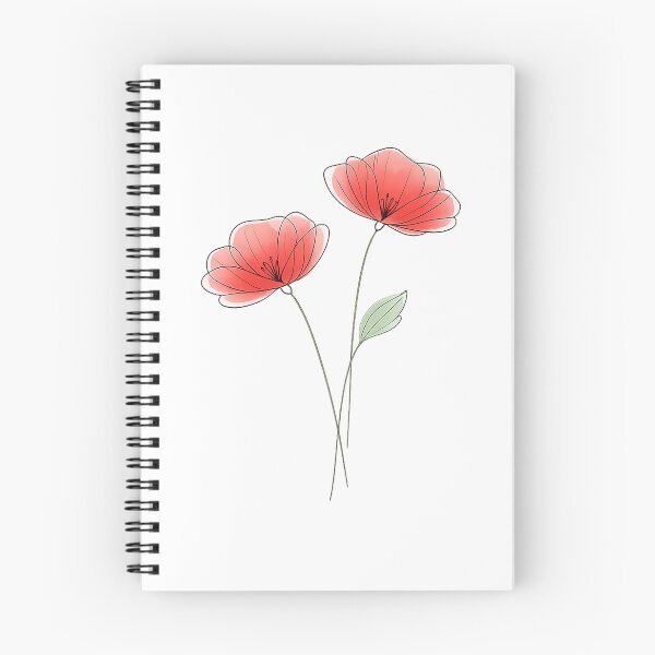Item preview, soft red poppy with a leaf minimalist style line art  designed and sold by wallartofmio.