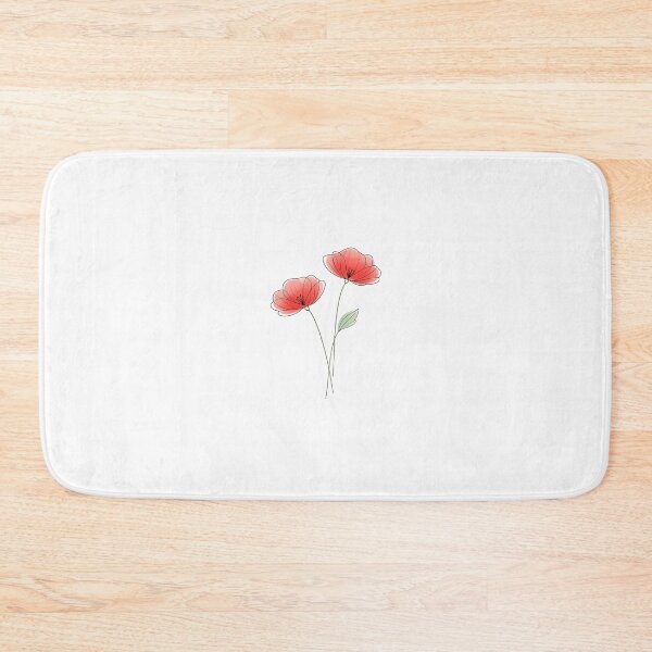 Item preview, soft red poppy with a leaf minimalist style line art  designed and sold by wallartofmio.