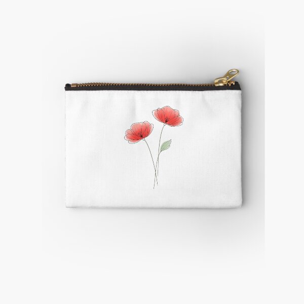 Item preview, soft red poppy with a leaf minimalist style line art  designed and sold by wallartofmio.