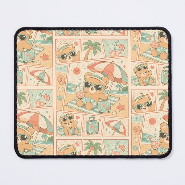 Item preview, Kawaii Beach Bear Vacation Comic Panel designed and sold by Gift Phrase Studio.