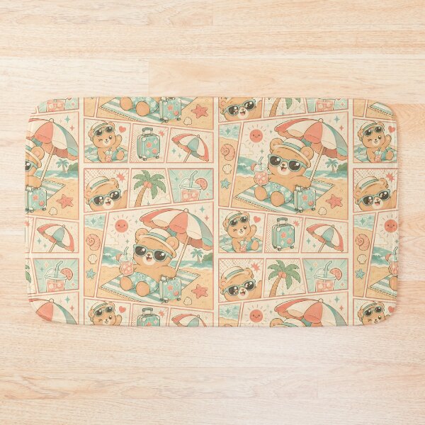 Item preview, Kawaii Beach Bear Vacation Comic Panel designed and sold by Gift Phrase Studio.