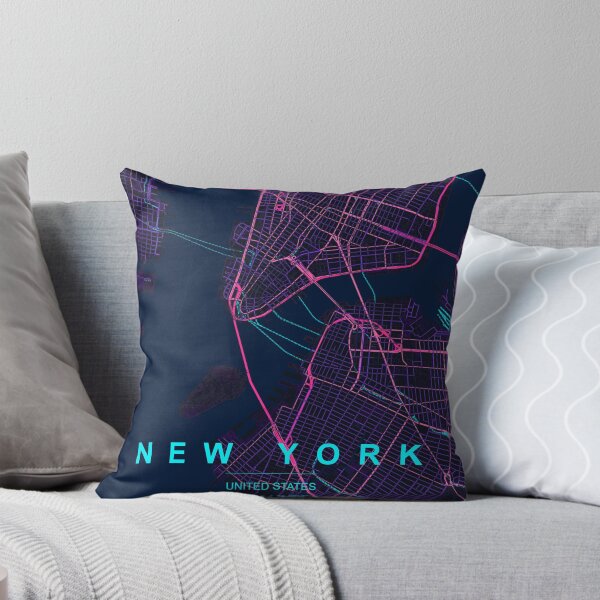 Item preview, New York Neon Street Map Poster, Purple Blue City Map Wall Art designed and sold by LASTIQUE-dd.
