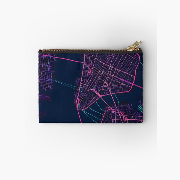 Item preview, New York Neon Street Map Poster, Purple Blue City Map Wall Art designed and sold by LASTIQUE-dd.