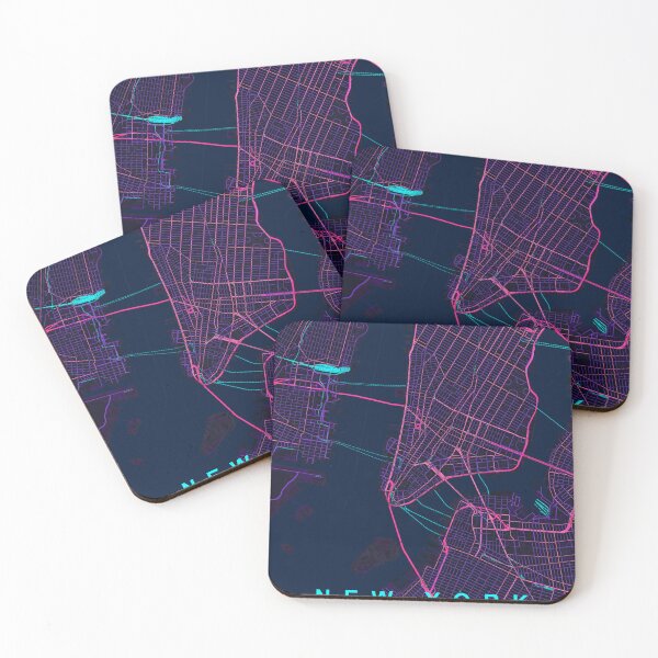 Item preview, New York Neon Street Map Poster, Purple Blue City Map Wall Art designed and sold by LASTIQUE-dd.