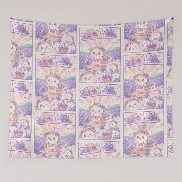 Item preview, Kawaii Lavender Field Bunny Comic Panel designed and sold by Gift Phrase Studio.