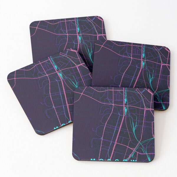 Item preview, Moscow Neon Street Map Poster, Purple Blue City Map Wall Art designed and sold by LASTIQUE-dd.