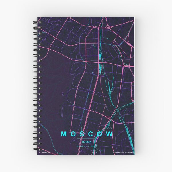 Aperçu de l'œuvre Affiche murale de la carte des rues de Moscou au néon, carte de la ville violette et bleue créée et vendue par LASTIQUE-dd.