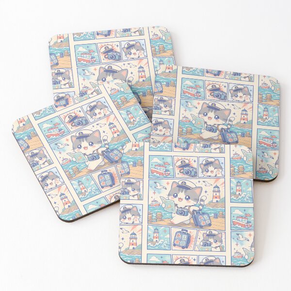 Item preview, Kawaii Harbor Traveler Cat Comic Panel designed and sold by Gift Phrase Studio.