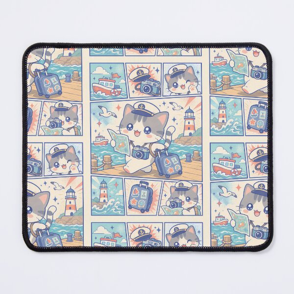 Item preview, Kawaii Harbor Traveler Cat Comic Panel designed and sold by Magmashup.