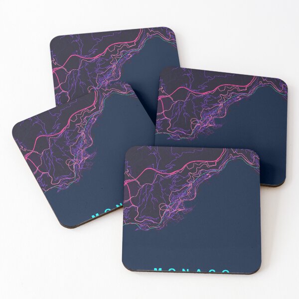 Item preview, Monaco Neon Street Map Poster, Purple Blue City Map Wall Art designed and sold by LASTIQUE-dd.
