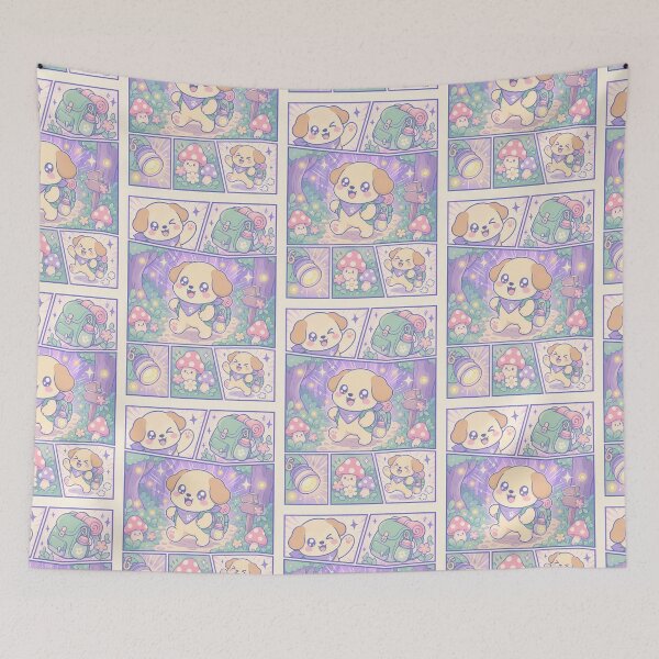 Item preview, Kawaii Magical Forest Puppy Explorer Comic Panel designed and sold by Magmashup.