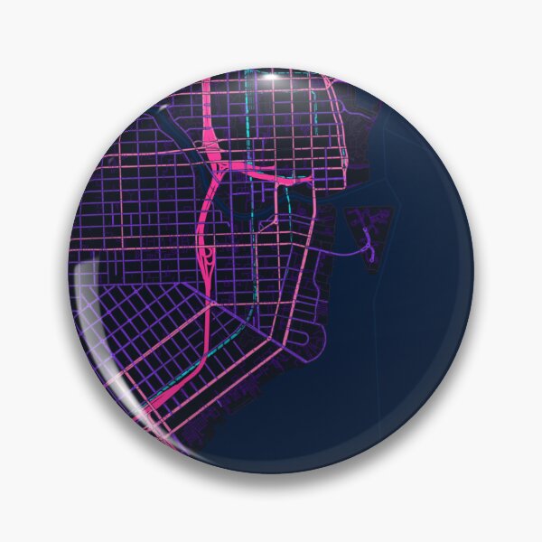 Item preview, Miami Neon Street Map Poster, Purple Blue City Map Wall Art designed and sold by LASTIQUE-dd.