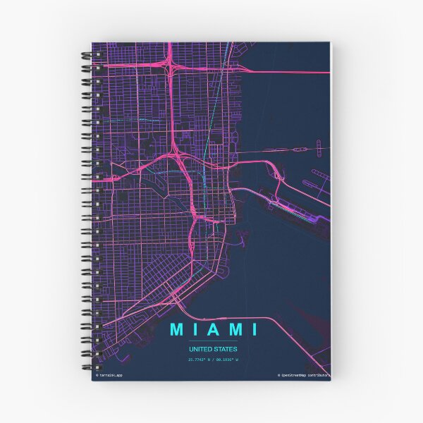 Item preview, Miami Neon Street Map Poster, Purple Blue City Map Wall Art designed and sold by LASTIQUE-dd.