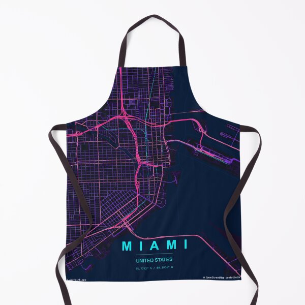 Item preview, Miami Neon Street Map Poster, Purple Blue City Map Wall Art designed and sold by LASTIQUE-dd.