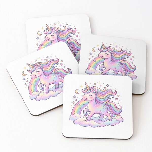 Item preview, Pastel Rainbow Unicorn Fantasy Illustration designed and sold by ExploreAura Studio.