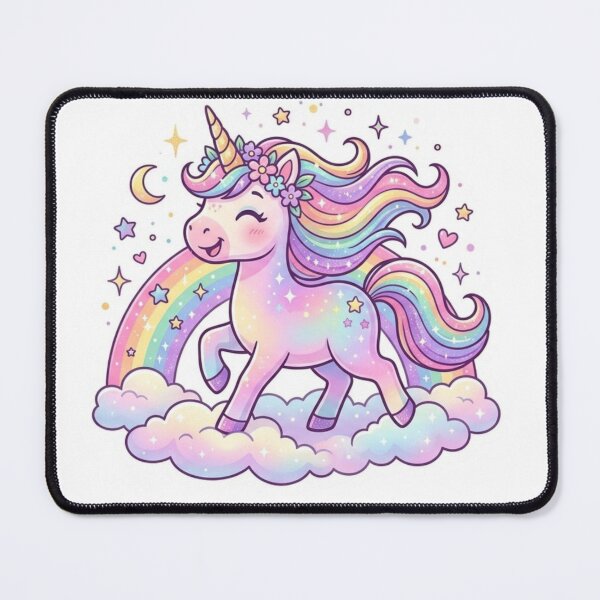 Item preview, Pastel Rainbow Unicorn Fantasy Illustration designed and sold by ExploreAura Studio.