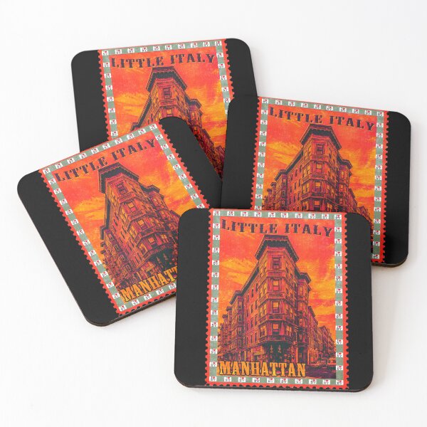 Item preview, Little Italy Manhattan Vintage Postage Stamp | NYC Retro Travel poster | New York Italian American pride designed and sold by Youngkev-arts.
