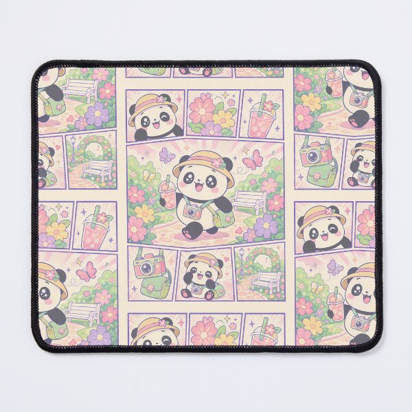 Item preview, Kawaii Flower Park Panda Tourist Comic Panel designed and sold by Magmashup.