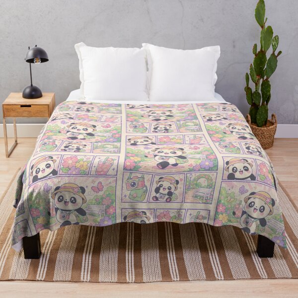 Item preview, Kawaii Flower Park Panda Tourist Comic Panel designed and sold by Gift Phrase Studio.