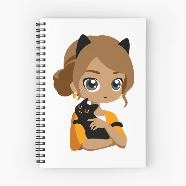 Item preview, Cute Girl Hugging Black Cat Kawaii Art designed and sold by سله أرت.
