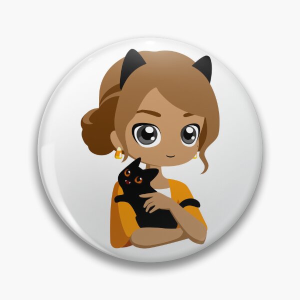 Item preview, Cute Girl Hugging Black Cat Kawaii Art designed and sold by سله أرت.