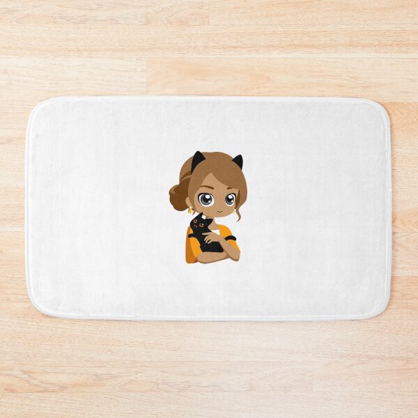 Item preview, Cute Girl Hugging Black Cat Kawaii Art designed and sold by سله أرت.