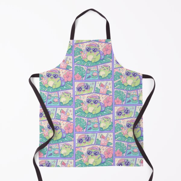Item preview, Kawaii Tropical Pond Frog Vacation Comic Panel designed and sold by Magmashup.