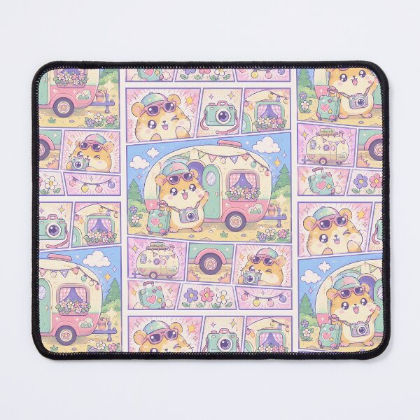 Item preview, Kawaii Hamster Caravan Vacation Comic Panel designed and sold by Magmashup.