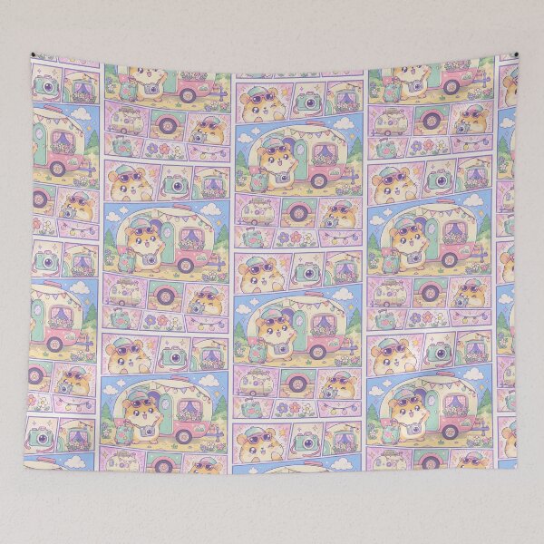 Item preview, Kawaii Hamster Caravan Vacation Comic Panel designed and sold by Magmashup.