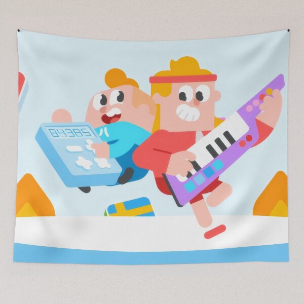 Item preview, Funny Cartoon Rock Synth and Math Duo - Retro Music Student Desk Mat designed and sold by Billy Morfo™.