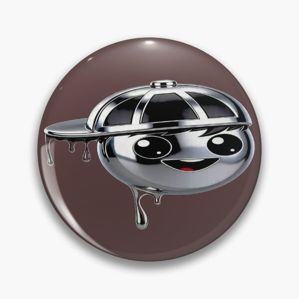 Item preview, The Melting Chrome Smile ✨ Liquid Chrome Kawaii Smiley with Cap designed and sold by RAYBIL.