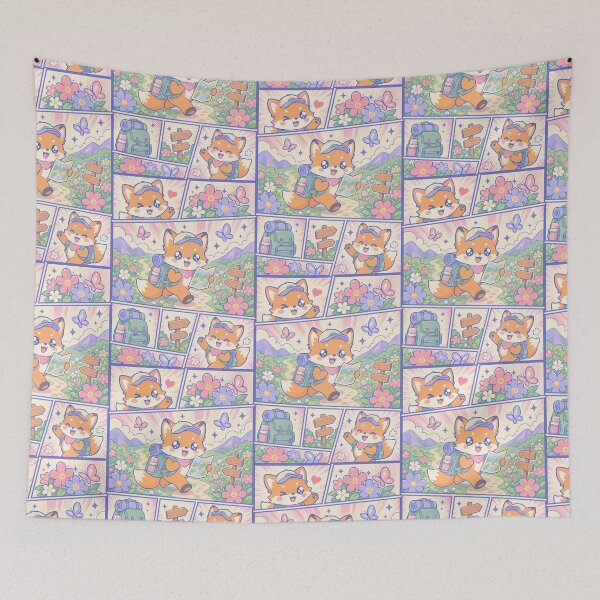Item preview, Kawaii Floral Valley Fox Explorer Comic Panel designed and sold by Gift Phrase Studio.