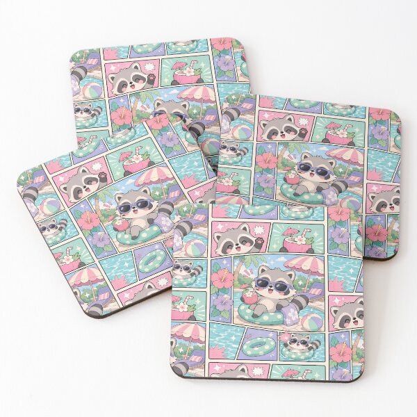 Item preview, Kawaii Resort Pool Raccoon Vacation designed and sold by Magmashup.