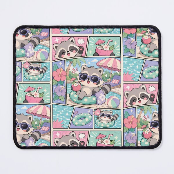 Item preview, Kawaii Resort Pool Raccoon Vacation designed and sold by Gift Phrase Studio.