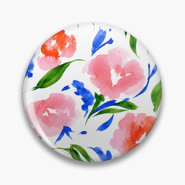 Item preview, Coral & Blue Watercolor Floral Pattern designed and sold by Ramona-Gliga.