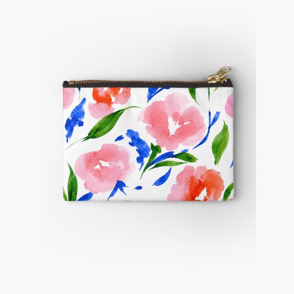 Item preview, Coral & Blue Watercolor Floral Pattern designed and sold by Ramona-Gliga.